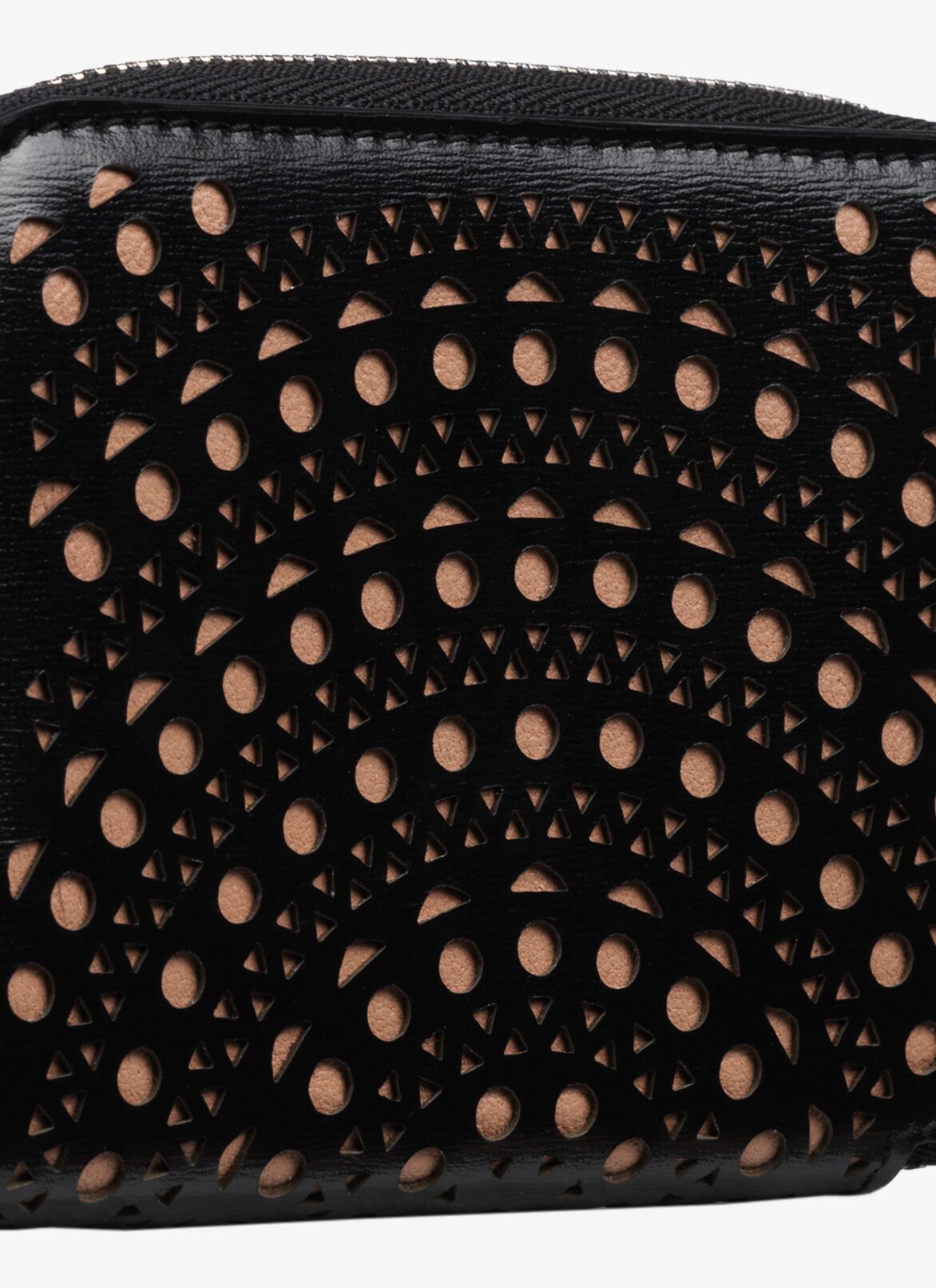 ZIPPED OPENWORK LEATHER CARDHOLDER ALAÏA BLACK/SAND ZIPPED OPENWORK LEATHER CARDHOLDER